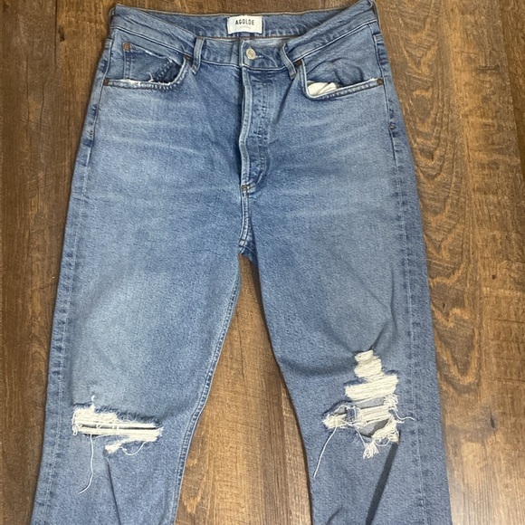 AGOLDE HIGH WAISTED STRAIGHT LEG BUTTON FLY JEANS STRETCH DENIM SZ 28 - Picture 4 of 13